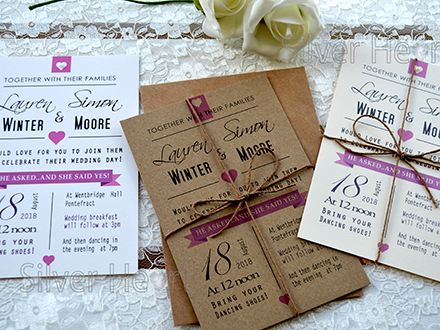 I Do invitation on choice of white, ivory and Kraft recycled cardstock